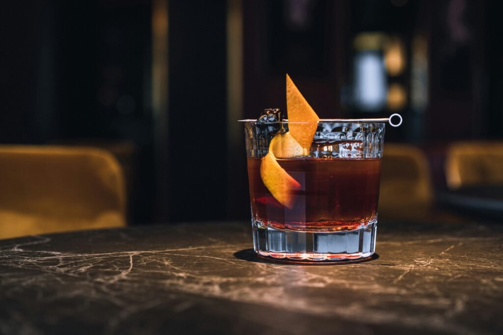 Manhattan cocktail on the rocks
